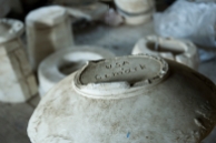 Arkansas Democrat-Gazette photo by Cary Jenkins The bottom of a plaster mold which shows the pottery's markCamark Pottery Factory, Camden Arkansas